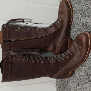 Lace up leather boot